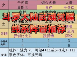 斗罗大陆武魂觉醒巅峰战力阵容搭配指南：揭秘最强阵容组合推荐