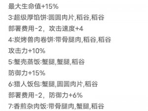 明日方舟生息演算食物概览：详解各类生存必需食材与制作攻略