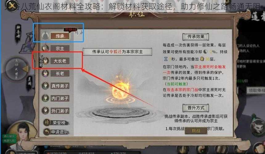 鬼谷八荒仙衣阁材料全攻略：解锁材料获取途径，助力修仙之路畅通无阻