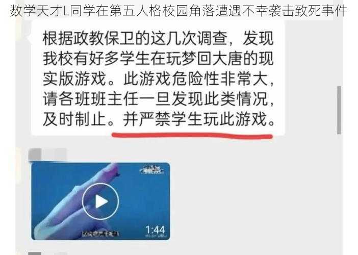 数学天才L同学在第五人格校园角落遭遇不幸袭击致死事件