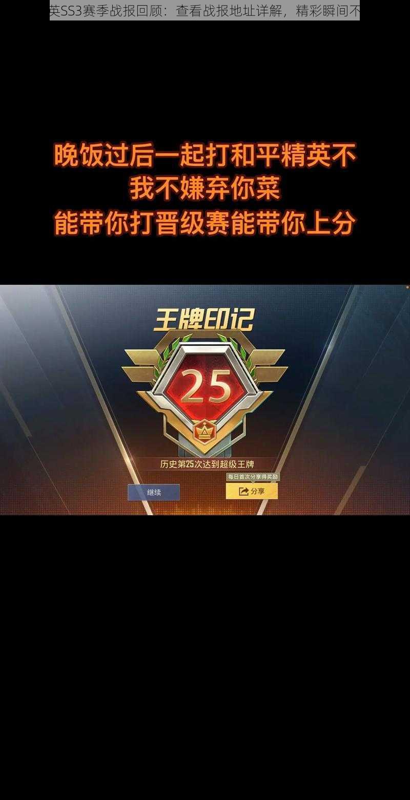 和平精英SS3赛季战报回顾：查看战报地址详解，精彩瞬间不容错过