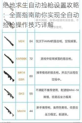 绝地求生自动捡枪设置攻略：全面指南助你实现全自动捡枪操作技巧详解