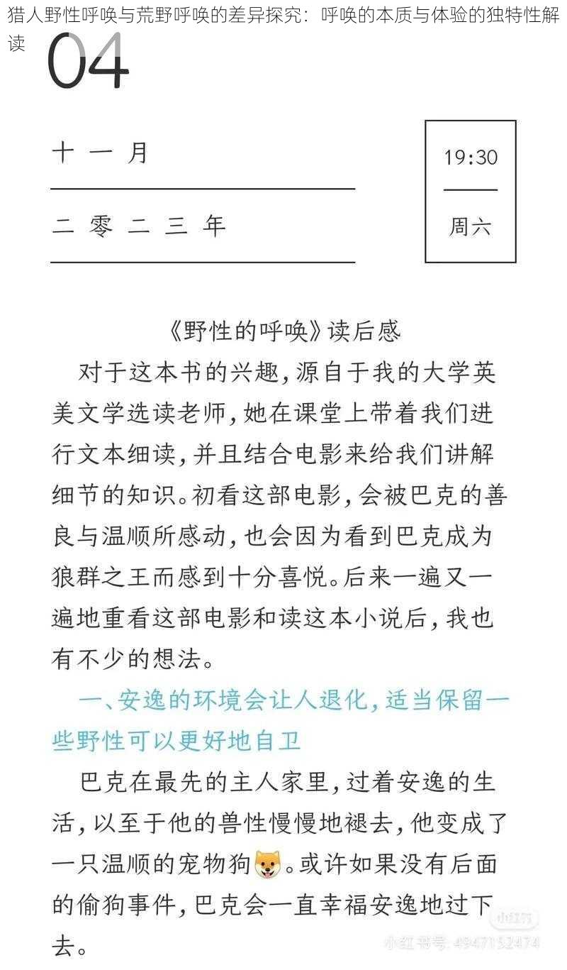 猎人野性呼唤与荒野呼唤的差异探究：呼唤的本质与体验的独特性解读