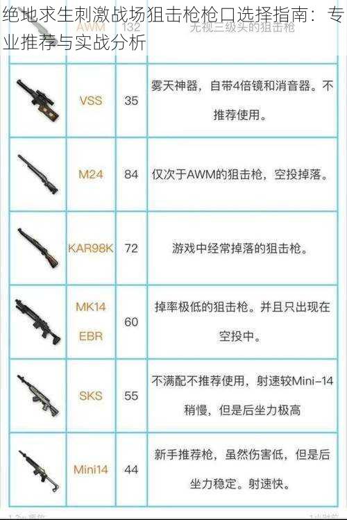 绝地求生刺激战场狙击枪枪口选择指南：专业推荐与实战分析