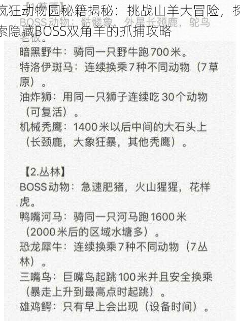 疯狂动物园秘籍揭秘：挑战山羊大冒险，探索隐藏BOSS双角羊的抓捕攻略