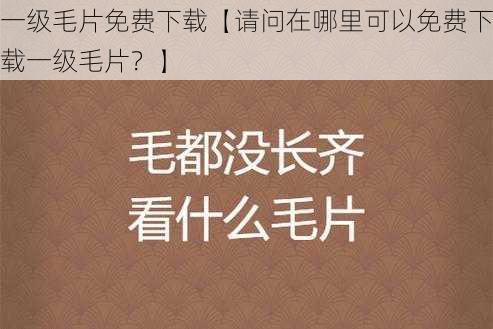 一级毛片免费下载【请问在哪里可以免费下载一级毛片？】