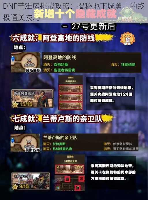 DNF苦难房挑战攻略：揭秘地下城勇士的终极通关技巧