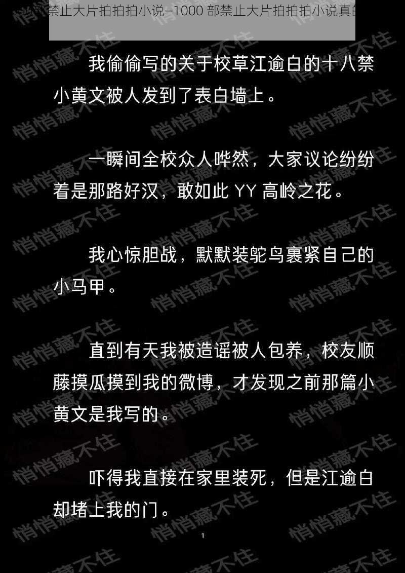 1000部禁止大片拍拍拍小说—1000 部禁止大片拍拍拍小说真的存在吗？