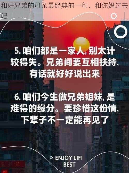 和好兄弟的母亲最经典的一句、和你妈过去吧