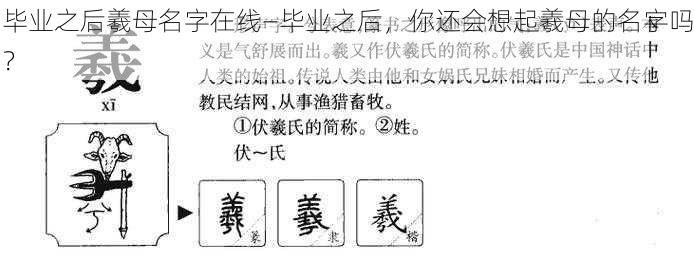 毕业之后羲母名字在线—毕业之后，你还会想起羲母的名字吗？