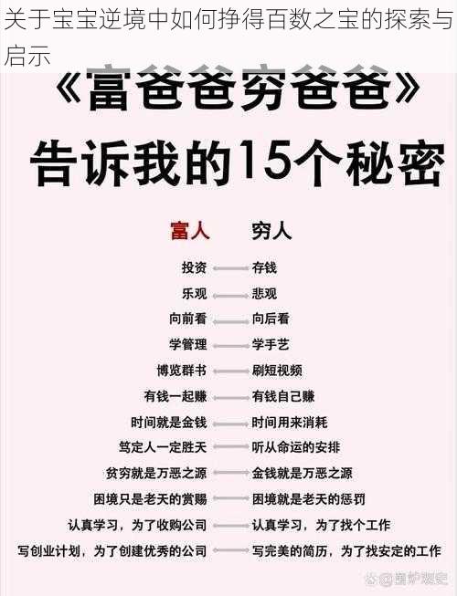 关于宝宝逆境中如何挣得百数之宝的探索与启示